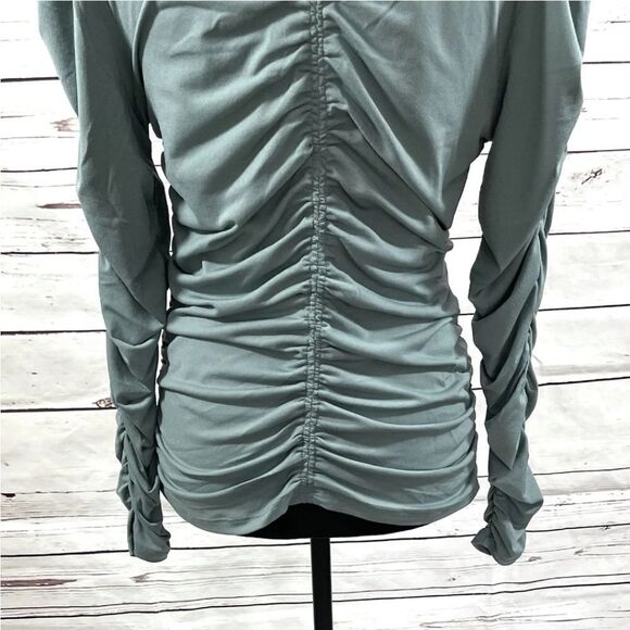 Joie Sage Green Ruched Blouse - Picture 3 of 16